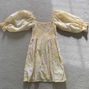 Billabong yellow puff sleeve dress